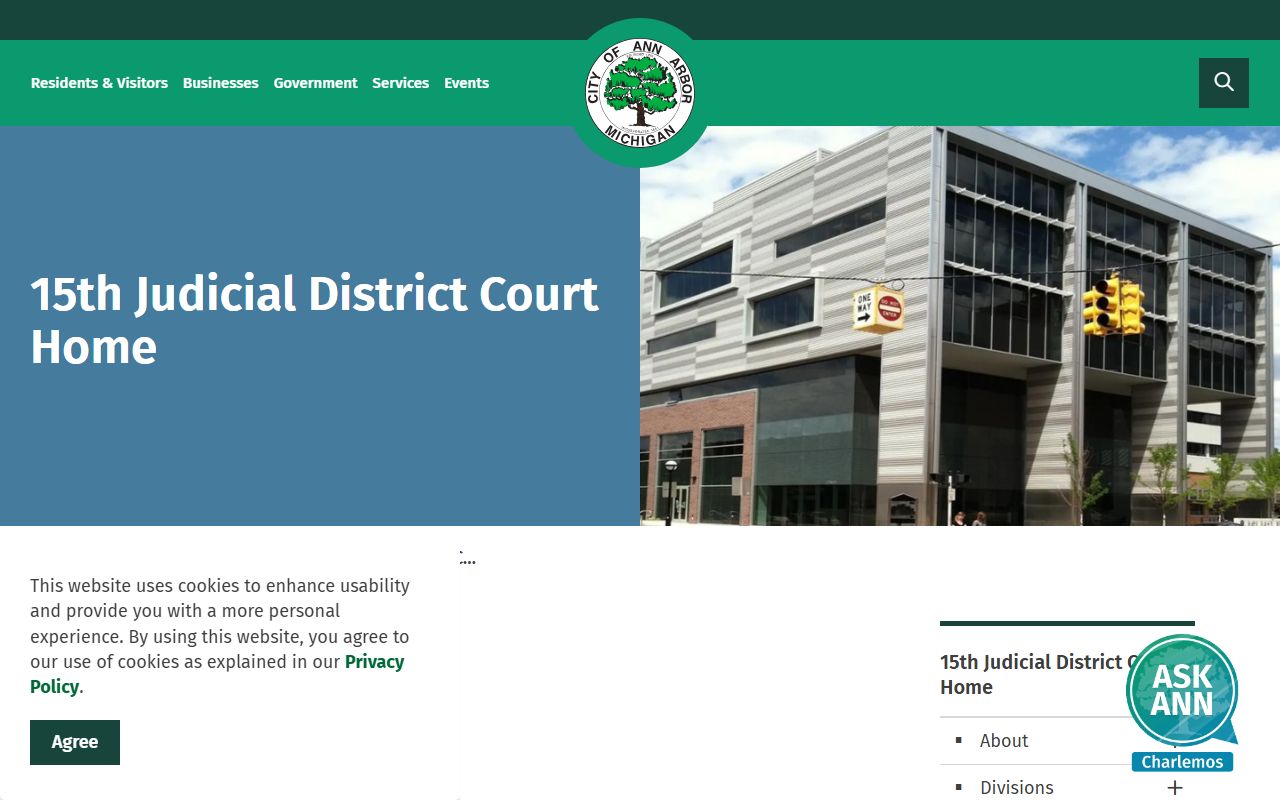 15th Judicial District Court Ann Arbor homepage