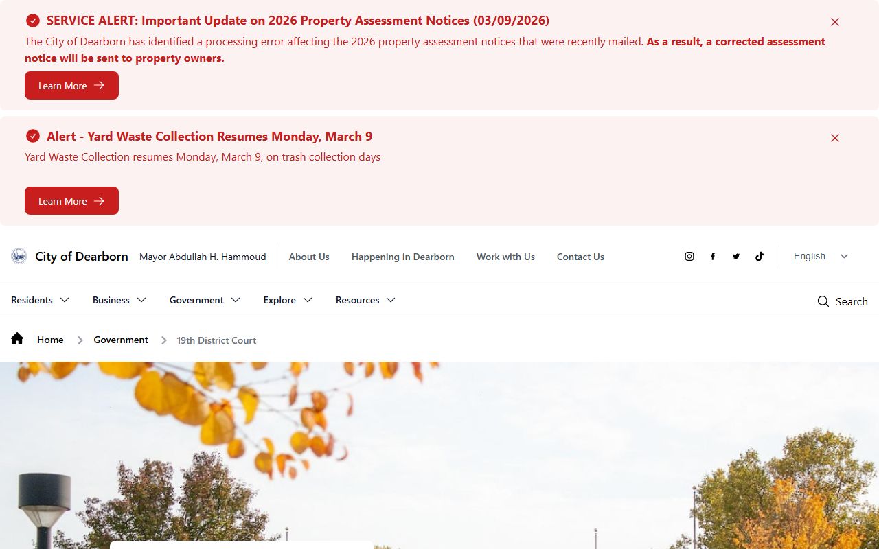 19th District Court for Dearborn Michigan family court records reference