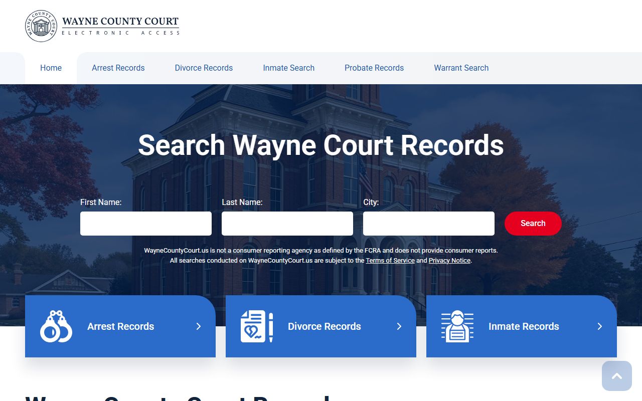 Wayne County court records portal for Dearborn family court records lookup