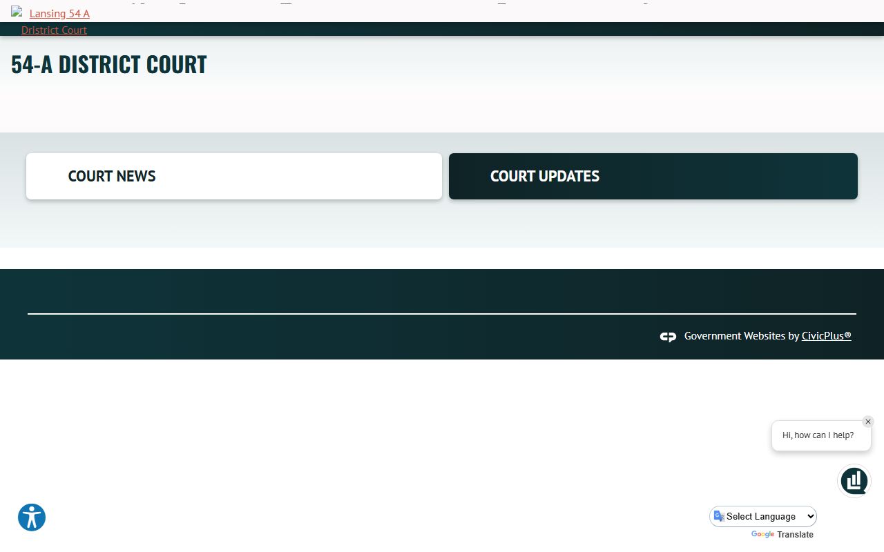 54A District Court website for Lansing Michigan family court records reference