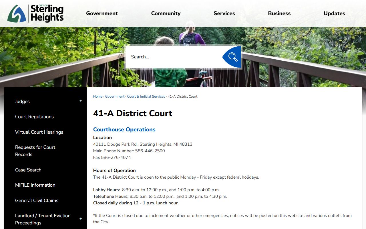 41A District Court Sterling Heights page