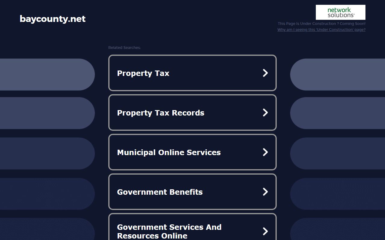 Bay County Michigan homepage with links to court and records services