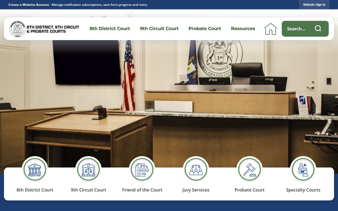 Kalamazoo County courts portal for searching Kalamazoo County family court records