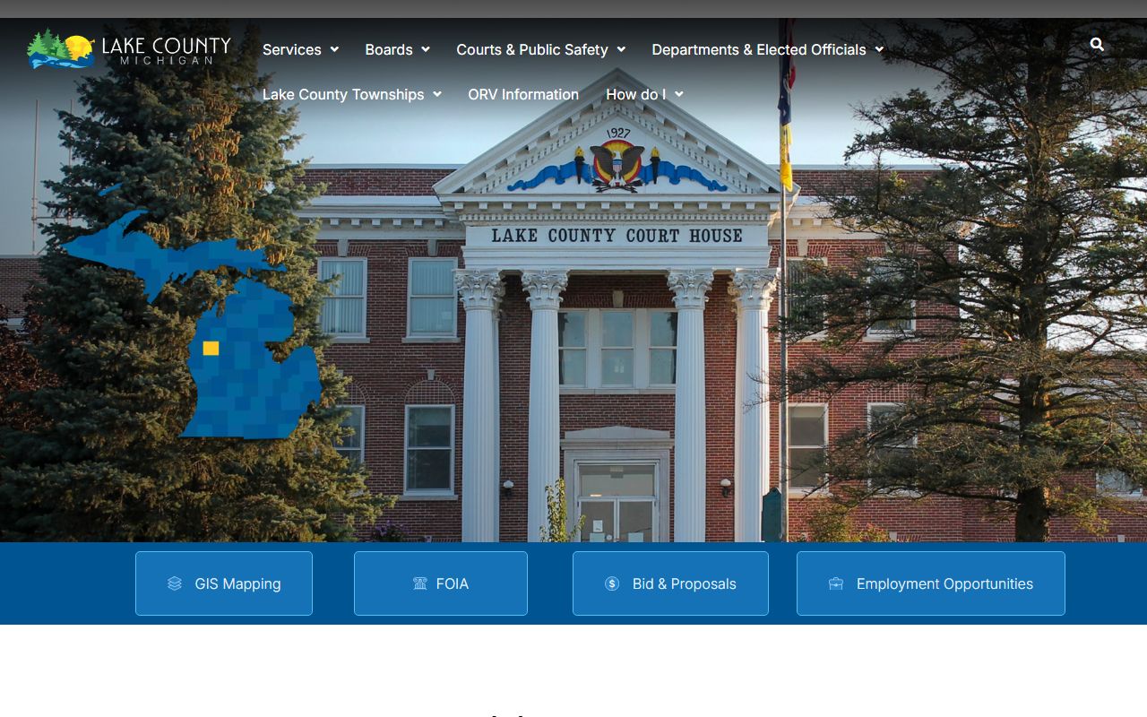 Lake County Michigan homepage for family court records resources