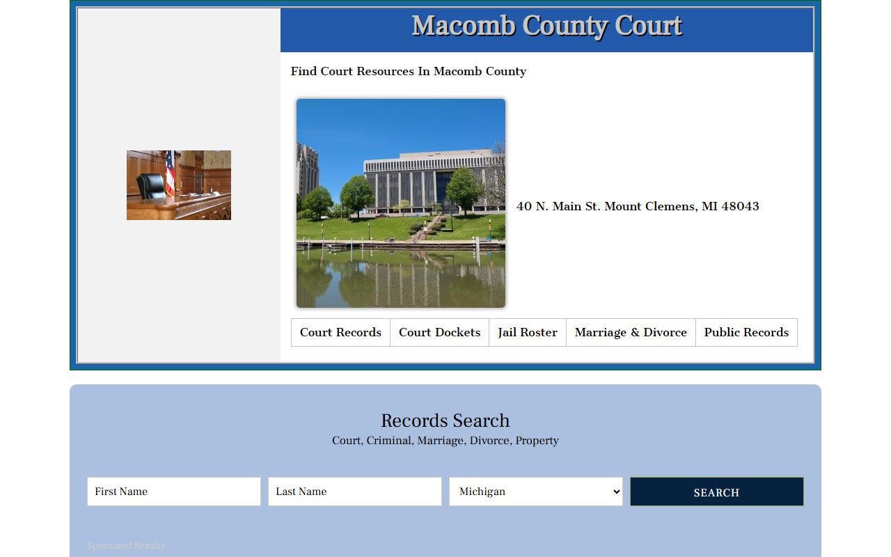 Macomb County courts website for searching Macomb County family court records