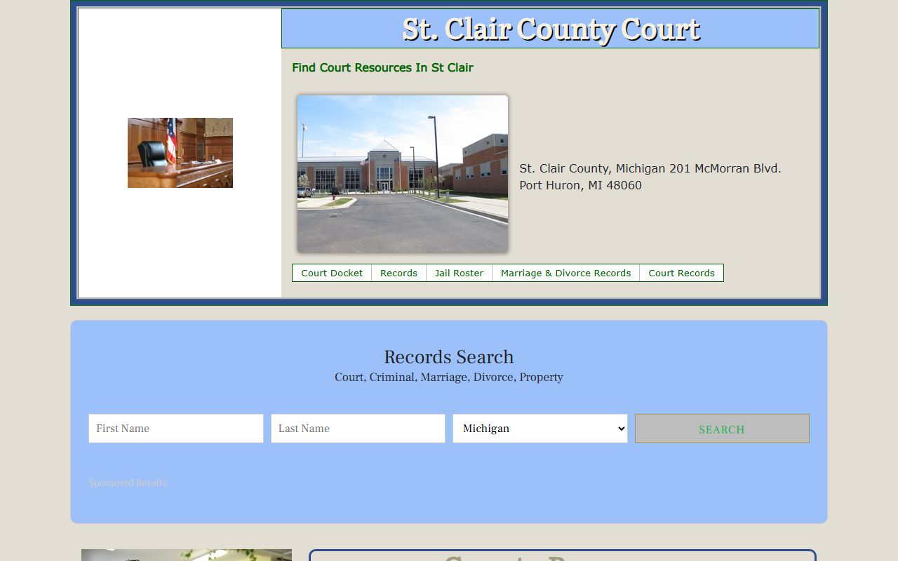 St. Clair County court website showing resources for St. Clair County family court records