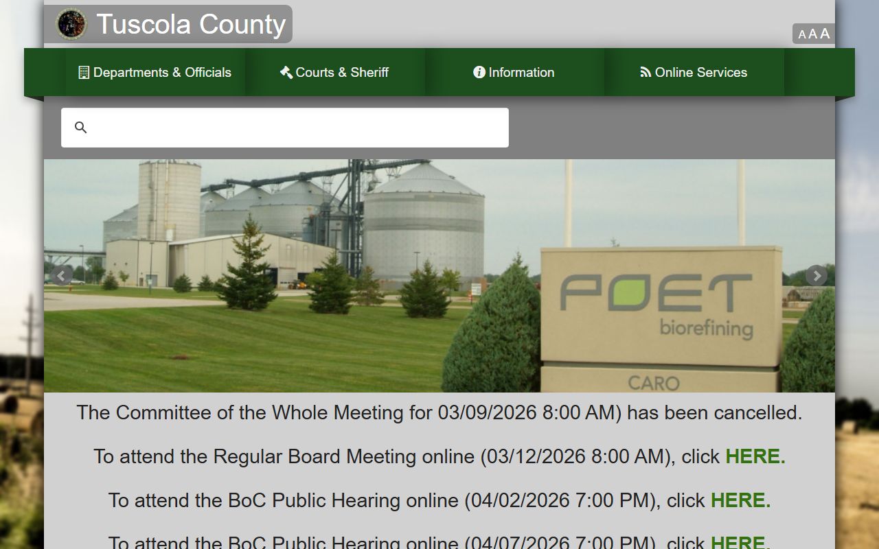 Tuscola County website for searching Tuscola County family court records